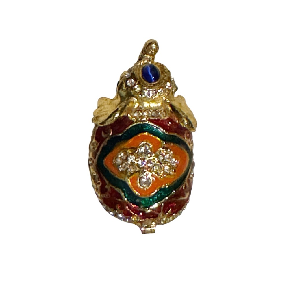Magnetic Trunk Up Elephant Gold Jeweled Enameled with Austria Crystals Inlayed.